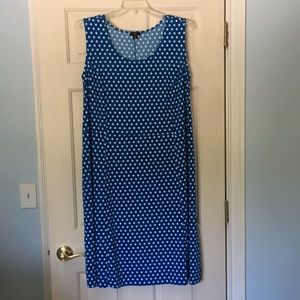 Blue & White polka dot sheath style dress